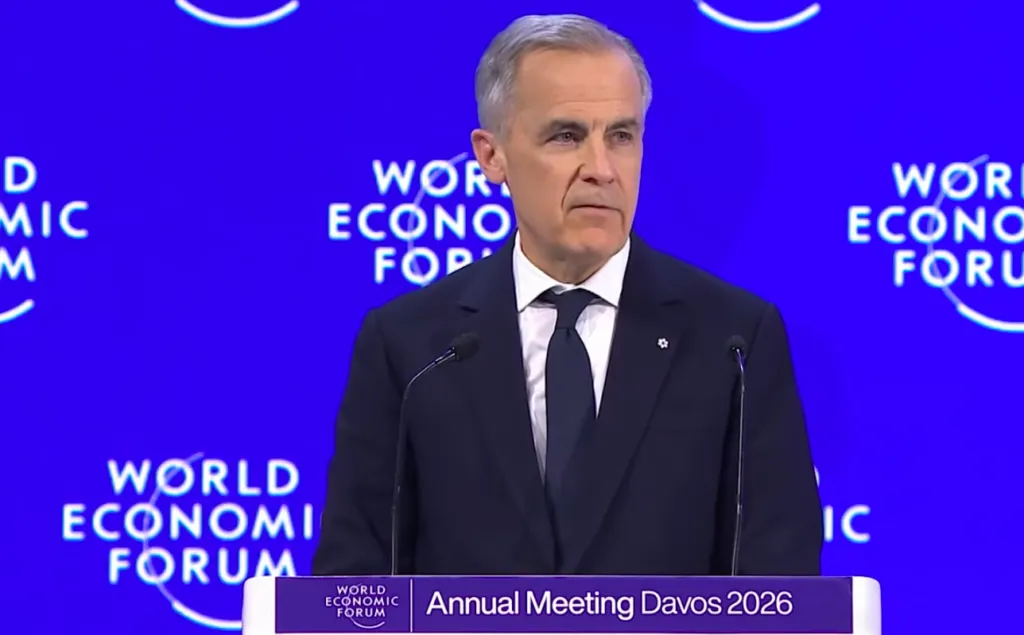 Mark Carney giving his speech at the WEF on 2026